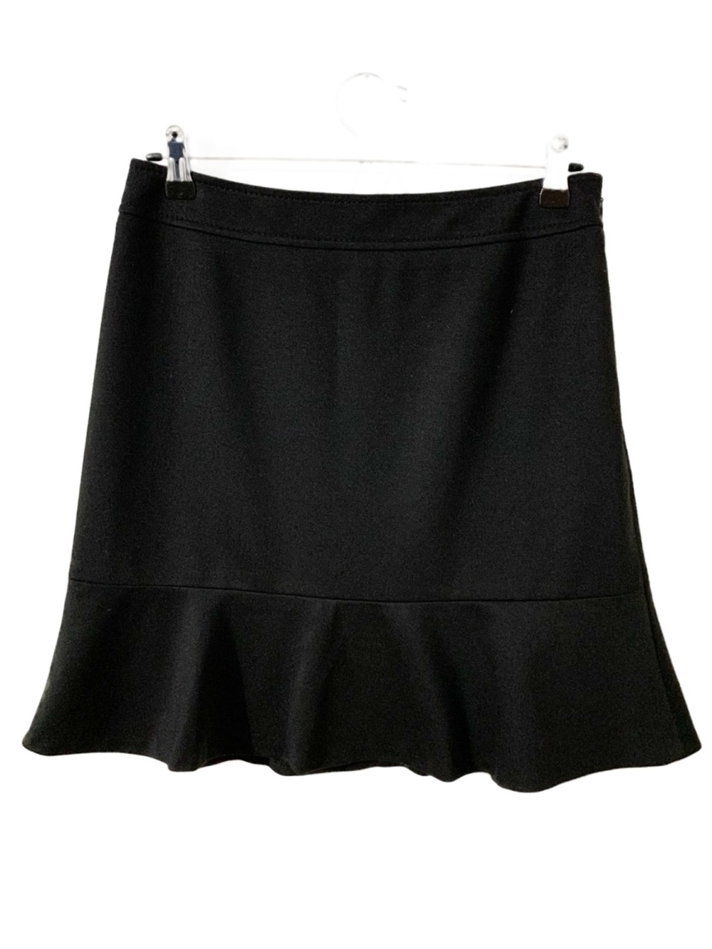 Ann Taylor LOFT Fully Lined Mini Skirt Slight Ruffled Hem Invisible Side Zipper